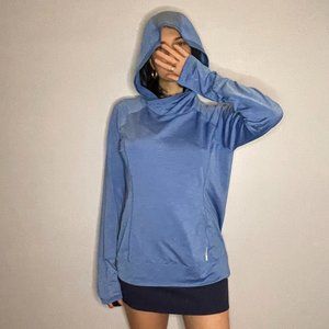 Reebok blue spandex stretchy activewear longsleeve hoodie